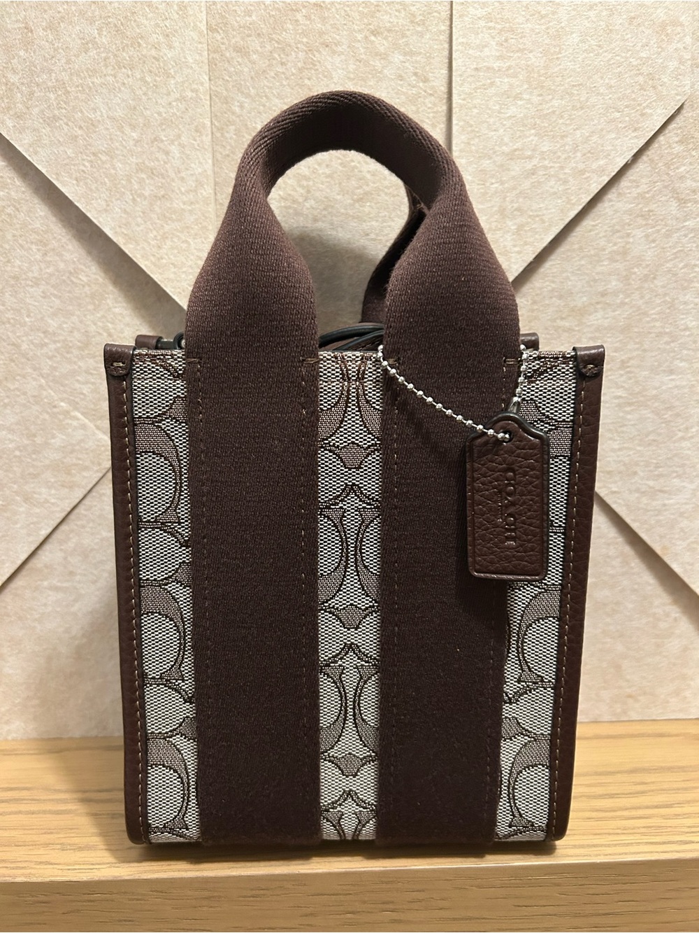 Coach Mini Tote/Crossbody in Brown and Cream Signature Canvas